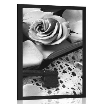 Plakat czarno-biała martwa natura w stylu vintage z kluczem - 60x90 black
