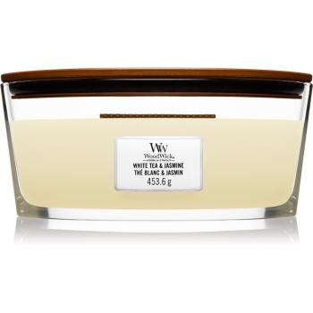 Woodwick White Tea & Jasmine świeczka zapachowa z drewnianym knotem (hearthwick) 453.6 g