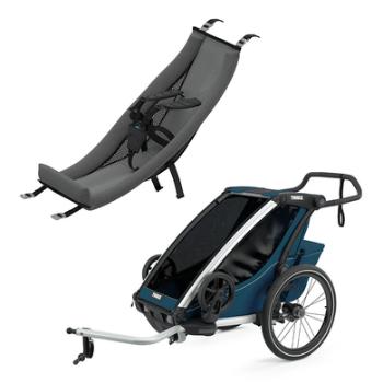 THULE Przyczepka rowerowa Chariot Cross 1 Majolica Blue z fotelikiem dla niemowląt Infant Sling
