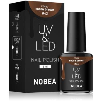 NOBEA UV & LED Nail Polish zelowy lakier do paznokcji z UV / przy użyciu lampy LED błyszczący odcień Cocoa brown #42 6 ml