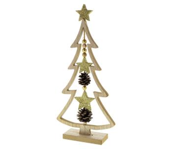 LED Dekoracja bożonarodzeniowa LED/1xCR2032 drewniane drzewko