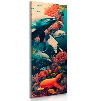 Obraz delfiny w świecie surrealizmu - 50x150