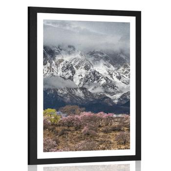 Plakat z passe-partout wyjątkowy górski krajobraz - 30x45 silver