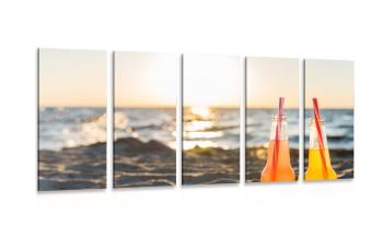 5-częściowy obraz orzeźwiający napój na plaży - 100x50