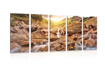 5-częściowy obraz olśniewające alpejskie wodospady - 200x100