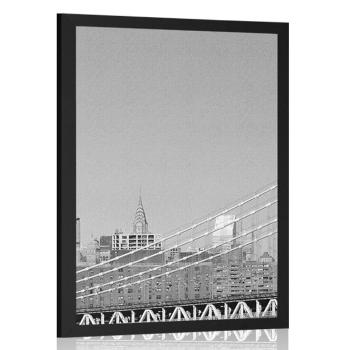 Plakat drapacze chmur w Nowym Jorku  w czerni i bieli - 60x90 silver