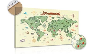 Obraz na korku oryginalna mapa świata - 120x80  wooden