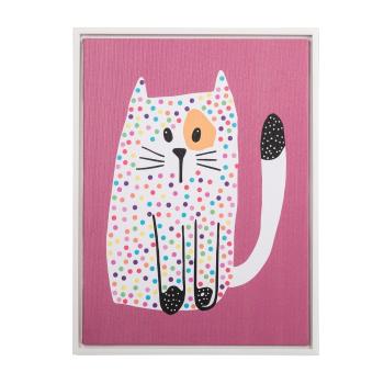 Obraz na płótnie Dotted kitten różowy, 30 x 40 cm
