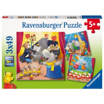 Ravensburger Puzzle 3 x 49 elementów Zwierzęta na scenie