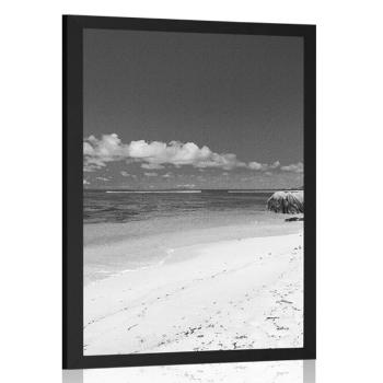 Plakat Czarno-biała plaża Anse Source - 40x60 black