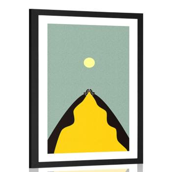 Plakat z passepartout abstrakcyjny szczyt wzgórza - 60x90 silver