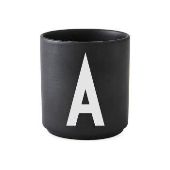 Czarny porcelanowy kubek Design Letters Alphabet A, 250 ml