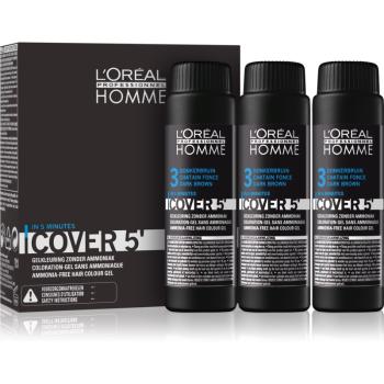 L’Oréal Professionnel Homme Cover 5' tonująca farba do włosów 3 szt. odcień 3 Dark Brown 3x50 ml