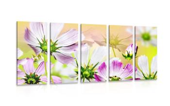 5-częściowy obraz kwiaty ogrodowe - 200x100