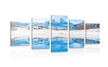 5-częściowy obraz śnieżny krajobraz w Alpach