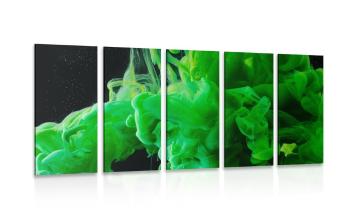 5-częściowy obraz płynące zielone kolory