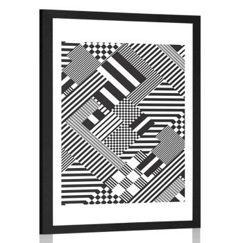 Plakat z passe-partout delikatne wzory w niepowtarzalnym designie - 40x60 black
