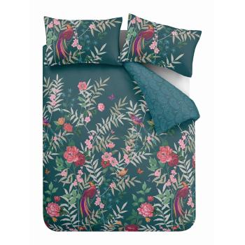 Zielona pościel na łóżko podwójne 200x200 cm Tropical Floral Birds - Catherine Lansfield
