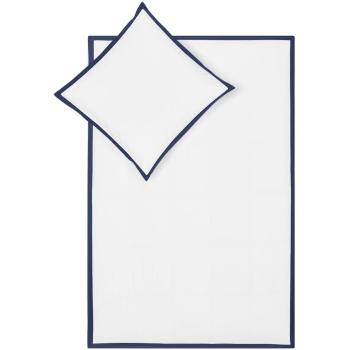 Biało-niebieska pościel jednoosobowa z perkalu bawełnianego Westwing Collection Joanna, 135x200 cm