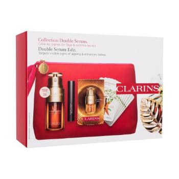 Clarins Double Serum zestaw Serum do twarzy 30 ml + serum pod oczy 7 x 0,9 ml + tusz do rzęs 3 ml + kosmetyczka dla kobiet Uszkodzone pudełko