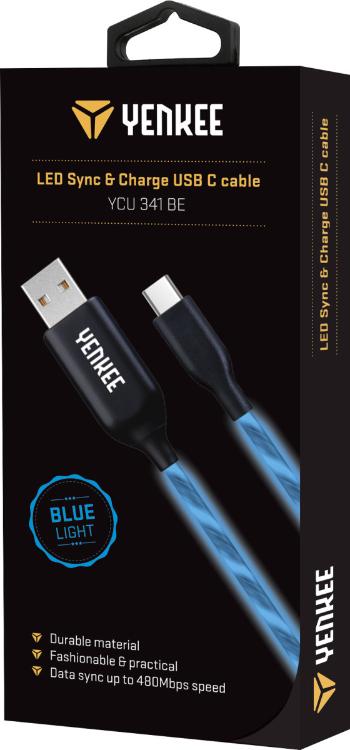 Kabel USB do synchronizacji i ładowania typu C święcący - niebieski - Rozmiar 1 m