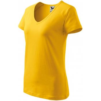 Damska koszulka slim fit z raglanowym rękawem, żółty, XS