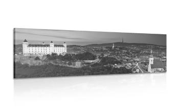 Obraz wieczór w Bratysławie w wersji czarno-białej - 120x40