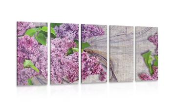 5-częściowy obraz kwiaty bzu na płótnie - 200x100