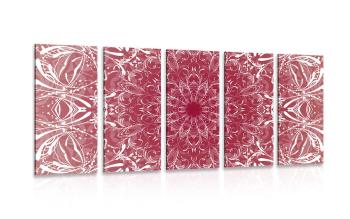 5-częściowy obraz różowa rozeta - 100x50