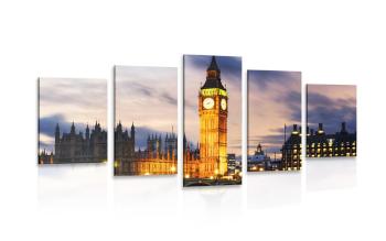5-częściowy obraz nocny Big Ben w Londynie - 100x50