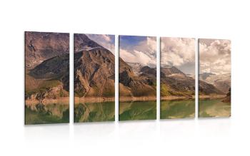 5-częściowy obraz piękne jezioro w górach - 200x100