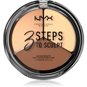 NYX Professional Makeup 3 Steps To Sculpt paletka do konturowania twarzy odcień 02 Light 15 g