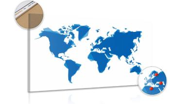 Obraz abstrakcyjna mapa świata w kolorze niebieskim na korku - 90x60  metallic