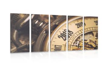 5-częściowy obraz zabytkowy zegarek kieszonkowy - 100x50