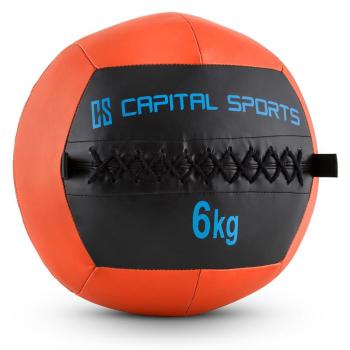 Capital Sports Wallba 6, piłka lekarska, wall ball, 6 kg, skóra syntetyczna, żółta