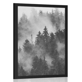 Plakat góry we mgle w czerni i bieli - 20x30 silver