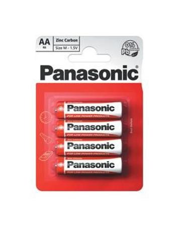 Baterie cynkowo-węglowe PANASONIC Czerwone cynkowe R6RZ / 4BP EU AA 1,5V (4 sztuki w blistrze)