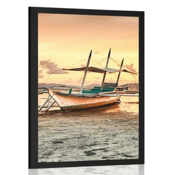 Plakat łodzie o zachodzie słońca - 20x30 black