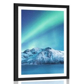 Plakat z passe-partout arktyczna zorza polarna - 60x90 silver