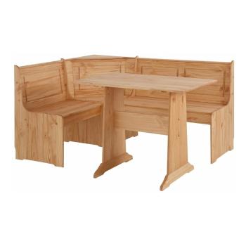 Komplet ławki narożnej i stołu z litego drewna sosnowego Støraa Samantha