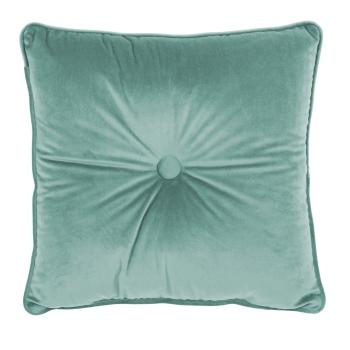 Jasnozielona poduszka Tiseco Home Studio Velvet Button, 45x45 cm