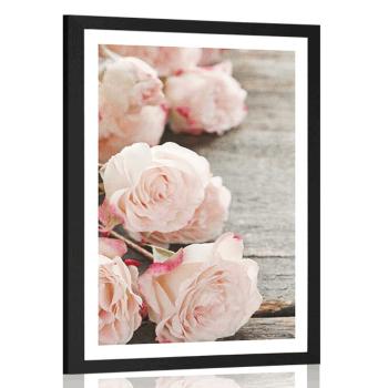 Plakat z passe-partout  romantyczne róże - 40x60 white