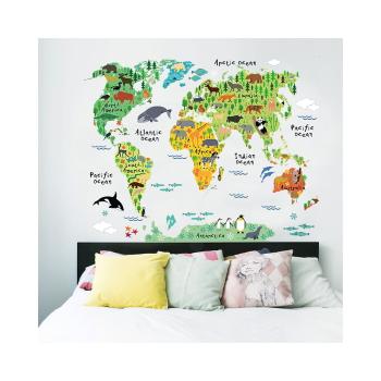Dziecięca naklejka ścienna Ambiance World Map, 73x95 cm