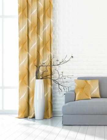Zasłona lub materiał dekoracyjny, OXY Waves, pomarańczowy, 150 cm