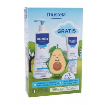 Mustela Bébé Cleansing Gel zestaw Żel do mycia Bébé Gentle Cleansing Gel 500 ml + Krem nawilżający Bébé Facial Cream 40 ml dla dzieci