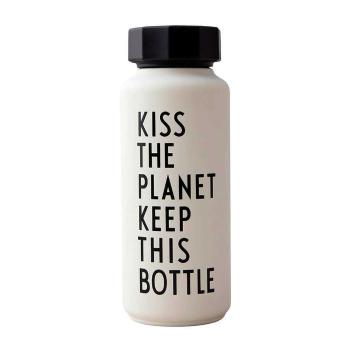 Biała butelka termiczna Design Letters Kiss, 500 ml
