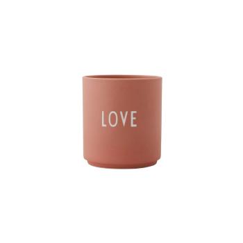 Różowy porcelanowy kubek Design Letters Favourite Love