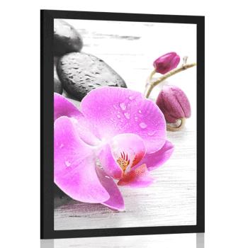 Plakat magiczna gra kamieni i orchidei - 40x60 white