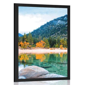 Plakat jezioro w pięknej przyrodzie - 40x60 black