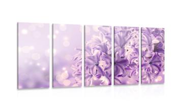 5-częściowy obraz fioletowy kwiat bzu - 100x50